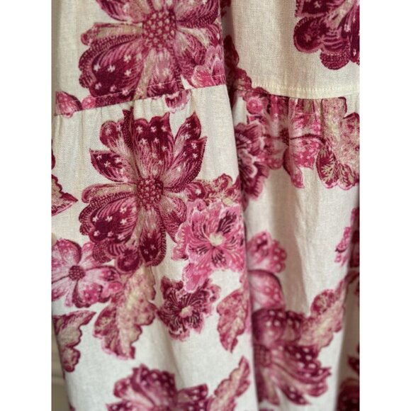 Old Navy Women Waist-Defined Floral Linen Smocked Midi Cami Dress Size 3X Spring - Picture 4 of 11